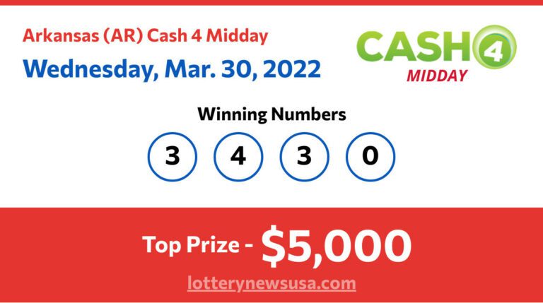 Cash 4 Midday winning number for Wednesday, March 30, 2022