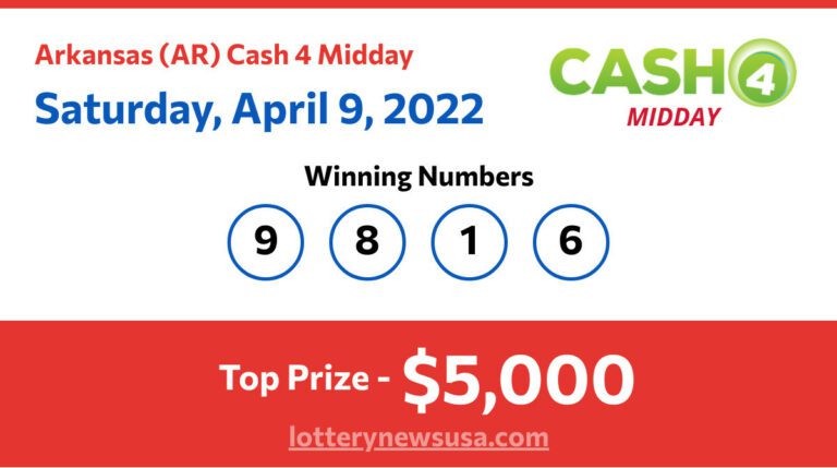 Cash 4 Midday winning number for Saturday, April 09, 2022