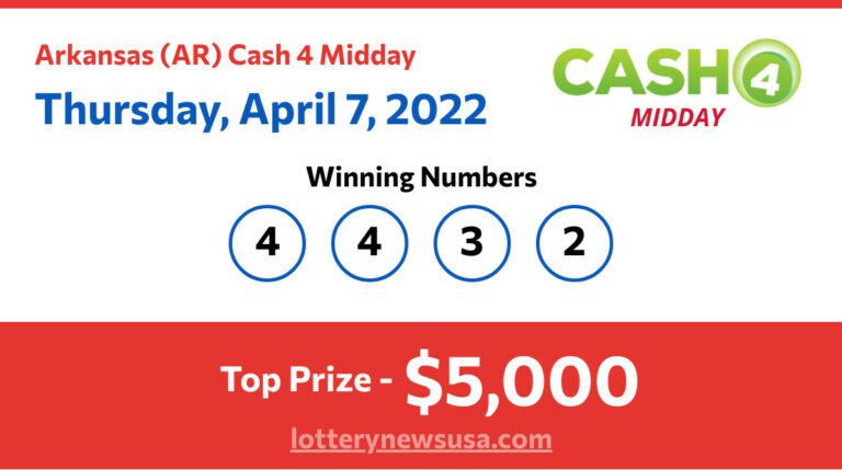 Cash 4 Midday winning number for Thursday, April 07, 2022