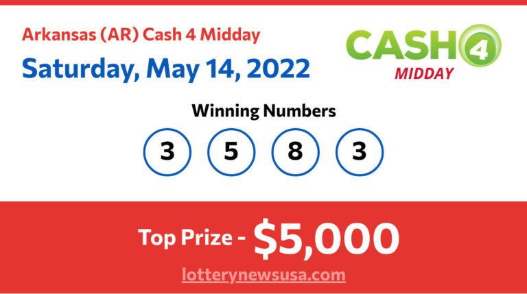 Cash 4 Midday winning number for Saturday, May 14, 2022