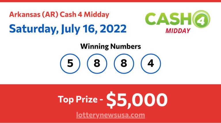 Cash 4 Midday winning number for Saturday, July 16, 2022