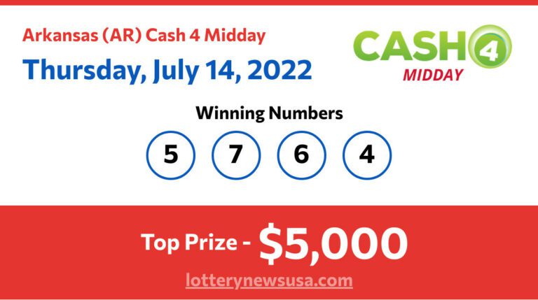 Cash 4 Midday winning number for Thursday, July 14, 2022