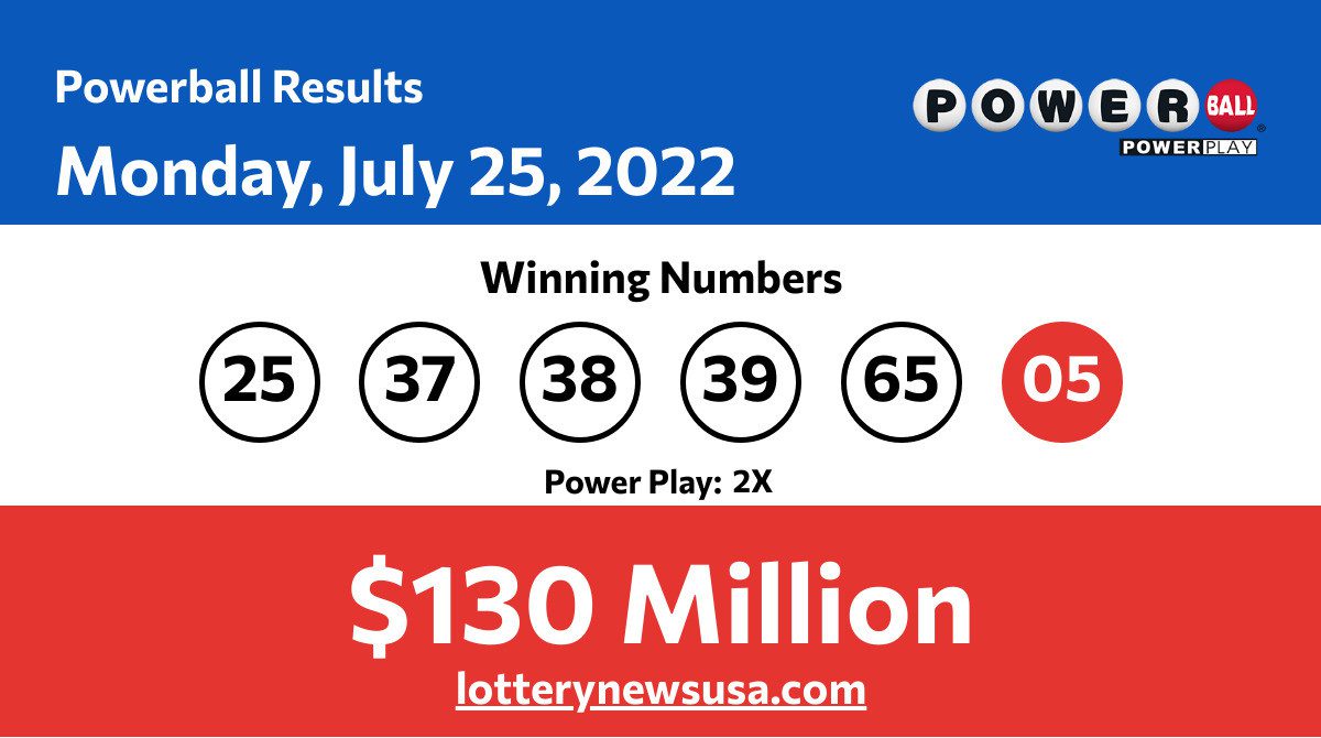 Powerball winning numbers for Monday, July 25, 2022; jackpot worth 130
