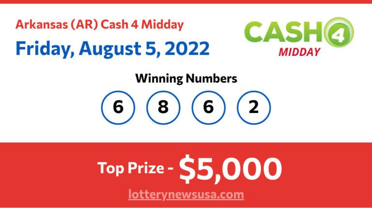 Cash 4 Midday winning number for Friday, August 05, 2022