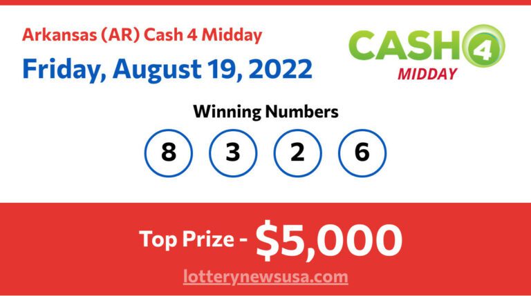 Cash 4 Midday winning number for Friday, August 19, 2022