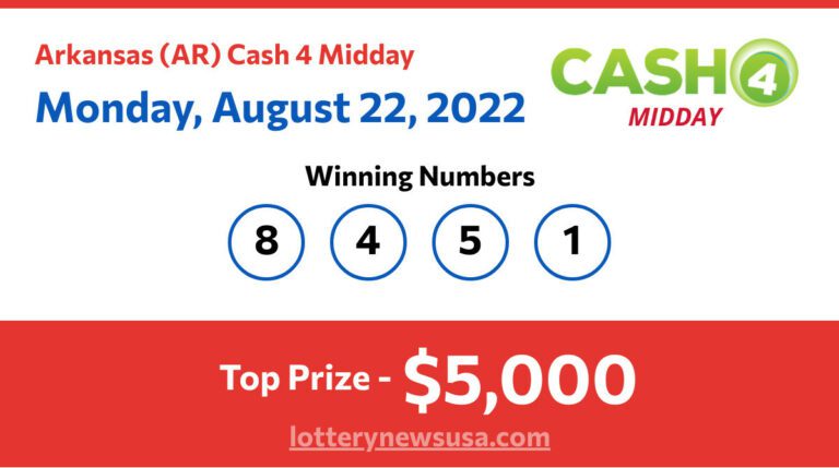 Cash 4 Midday winning number for Monday, August 22, 2022