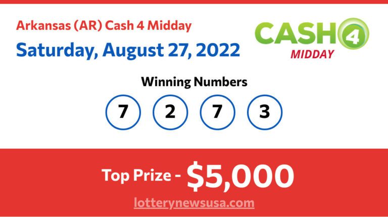 Cash 4 Midday winning number for Saturday, August 27, 2022