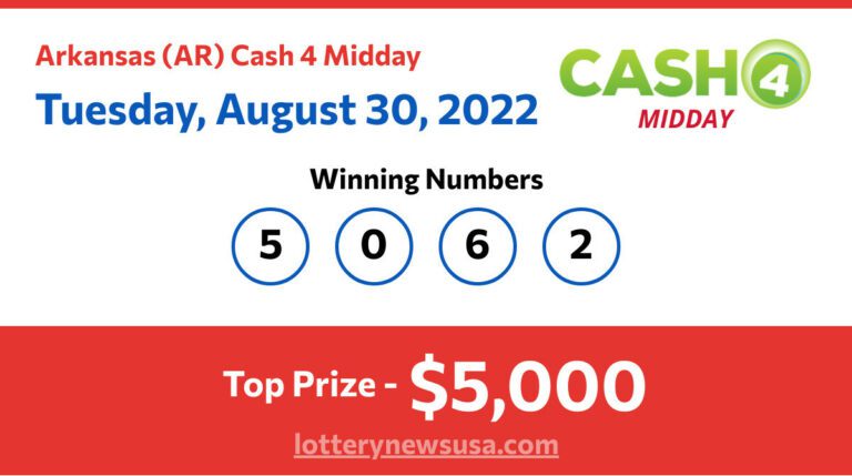 Cash 4 Midday winning number for Tuesday, August 30, 2022
