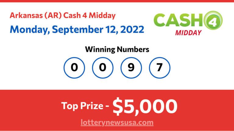 Cash 4 Midday winning number for Monday, September 12, 2022