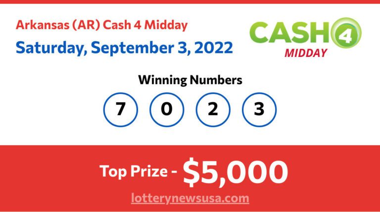 Cash 4 Midday winning number for Saturday, September 03, 2022