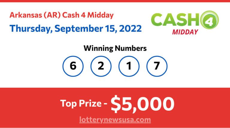 Cash 4 Midday winning number for Thursday, September 15, 2022