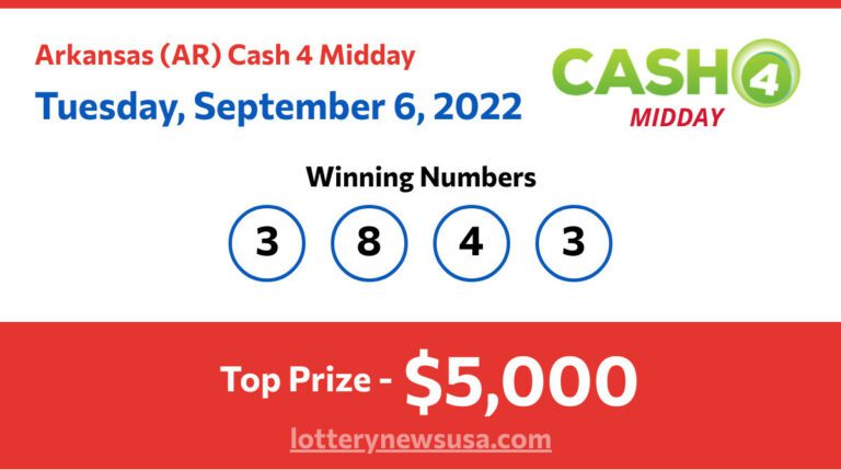 Cash 4 Midday winning number for Tuesday, September 06, 2022