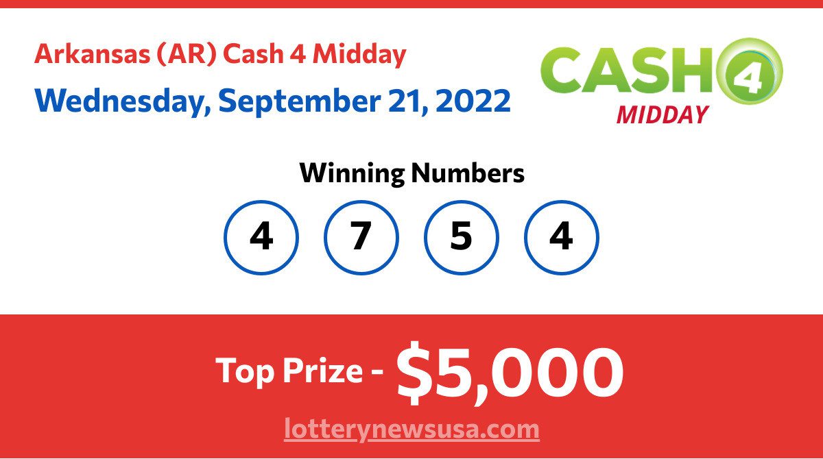 Cash 4 Midday winning numbers for Wednesday, September 21, 2022