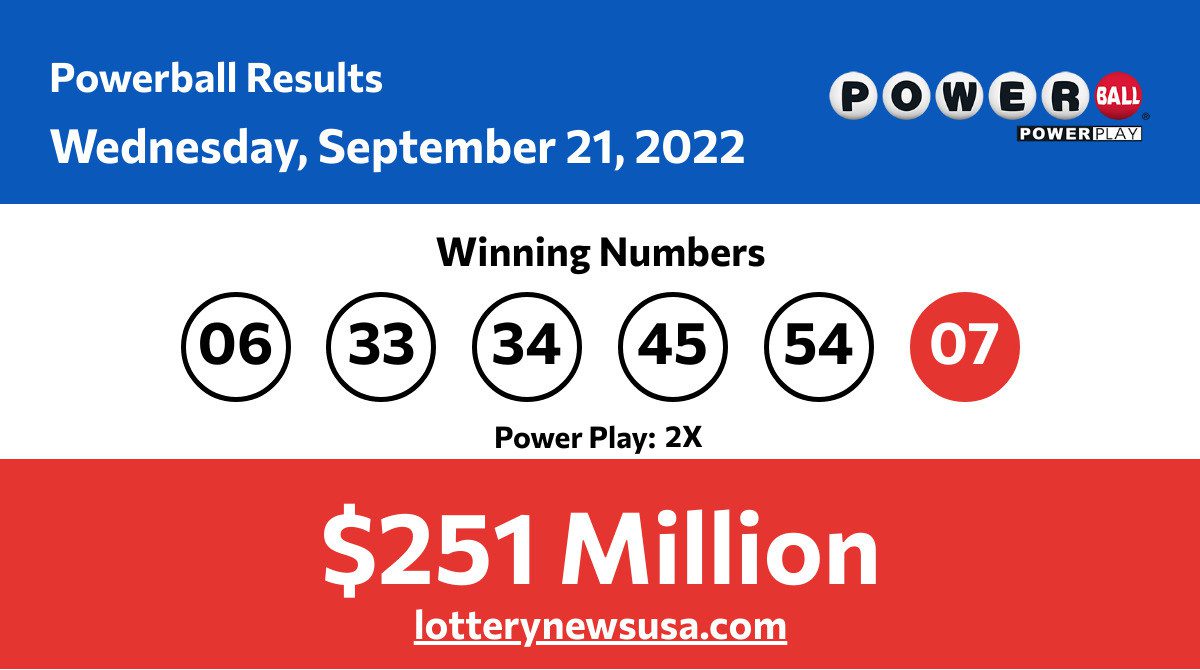Powerball winning numbers for Wednesday, September 21, 2022; jackpot