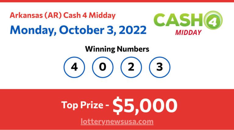 Cash 4 Midday winning number for Monday, October 03, 2022