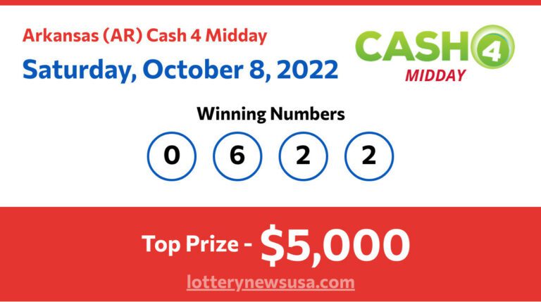 Cash 4 Midday winning number for Saturday, October 08, 2022