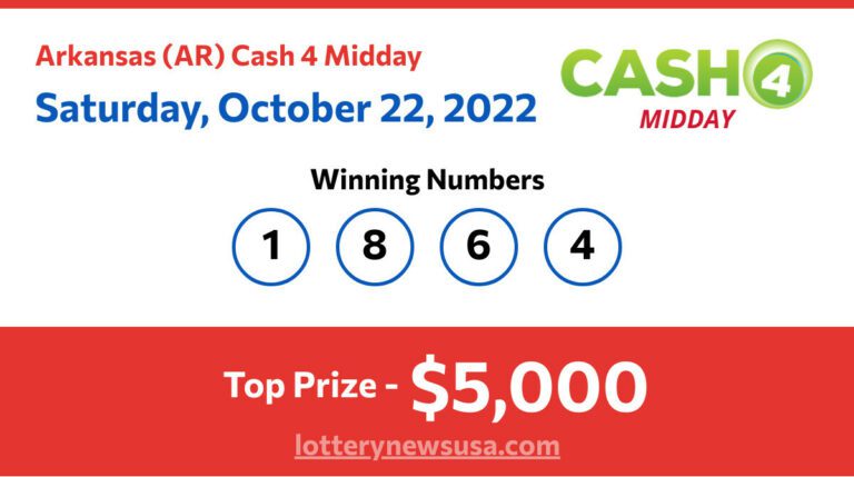 Cash 4 Midday winning number for Saturday, October 22, 2022