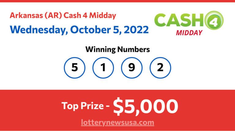 Cash 4 Midday winning number for Wednesday, October 05, 2022