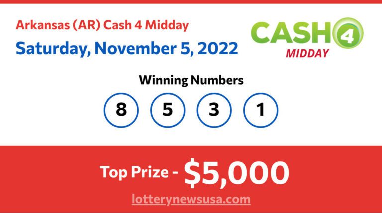 Cash 4 Midday winning number for Saturday, November 05, 2022