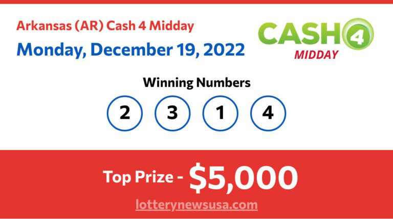 Cash 4 Midday winning number for Monday, December 19, 2022