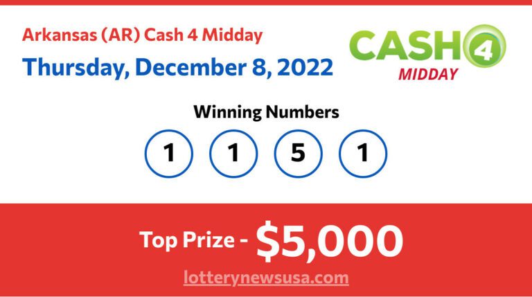 Cash 4 Midday winning number for Thursday, December 08, 2022