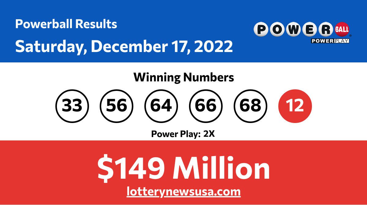 Powerball winning numbers for Saturday, December 17, 2022; jackpot