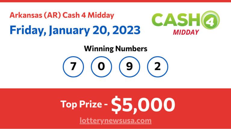 Cash 4 Midday winning number for Friday, January 20, 2023