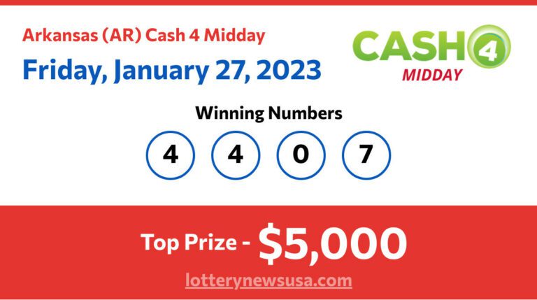 Cash 4 Midday winning number for Friday, January 27, 2023