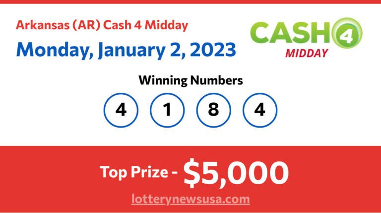 Cash 4 Midday winning number for Monday, January 02, 2023