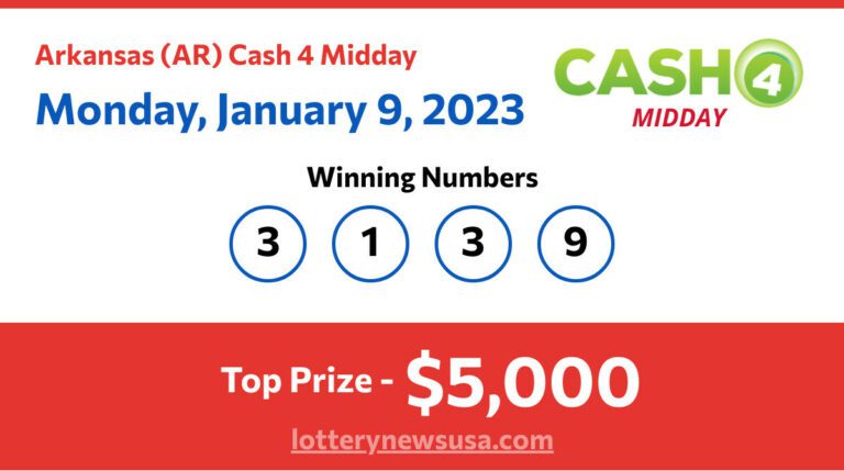 Cash 4 Midday winning number for Monday, January 09, 2023
