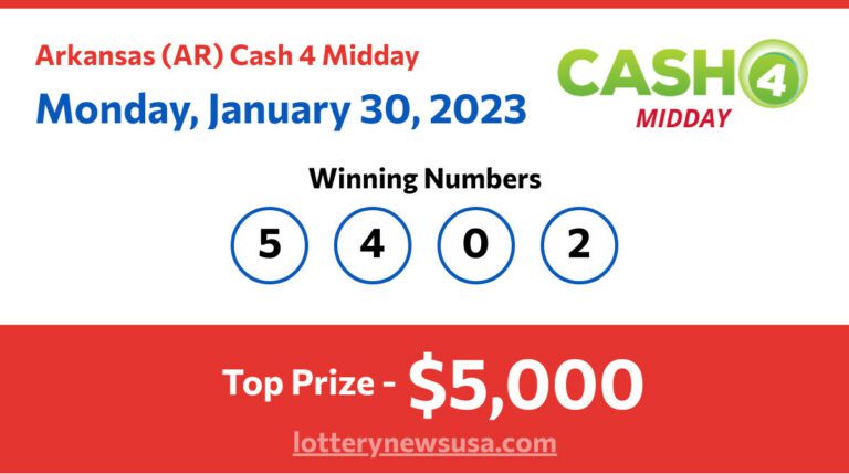 Cash 4 Midday winning number for Monday, January 30, 2023