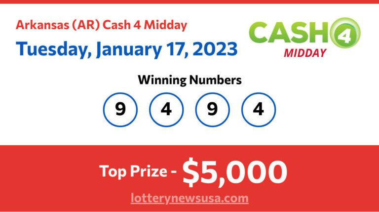 Cash 4 Midday winning number for Tuesday, January 17, 2023