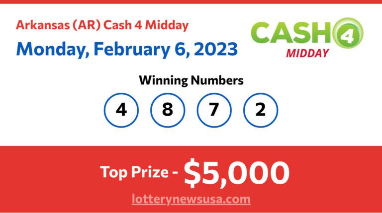 Cash 4 Midday winning number for Monday, February 06, 2023