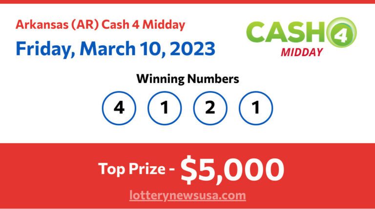 Cash 4 Midday winning number for Friday, March 10, 2023
