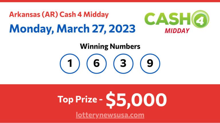 Cash 4 Midday winning number for Monday, March 27, 2023