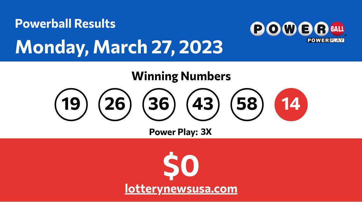 Powerball winning numbers for Monday, March 27, 2023; jackpot worth 0