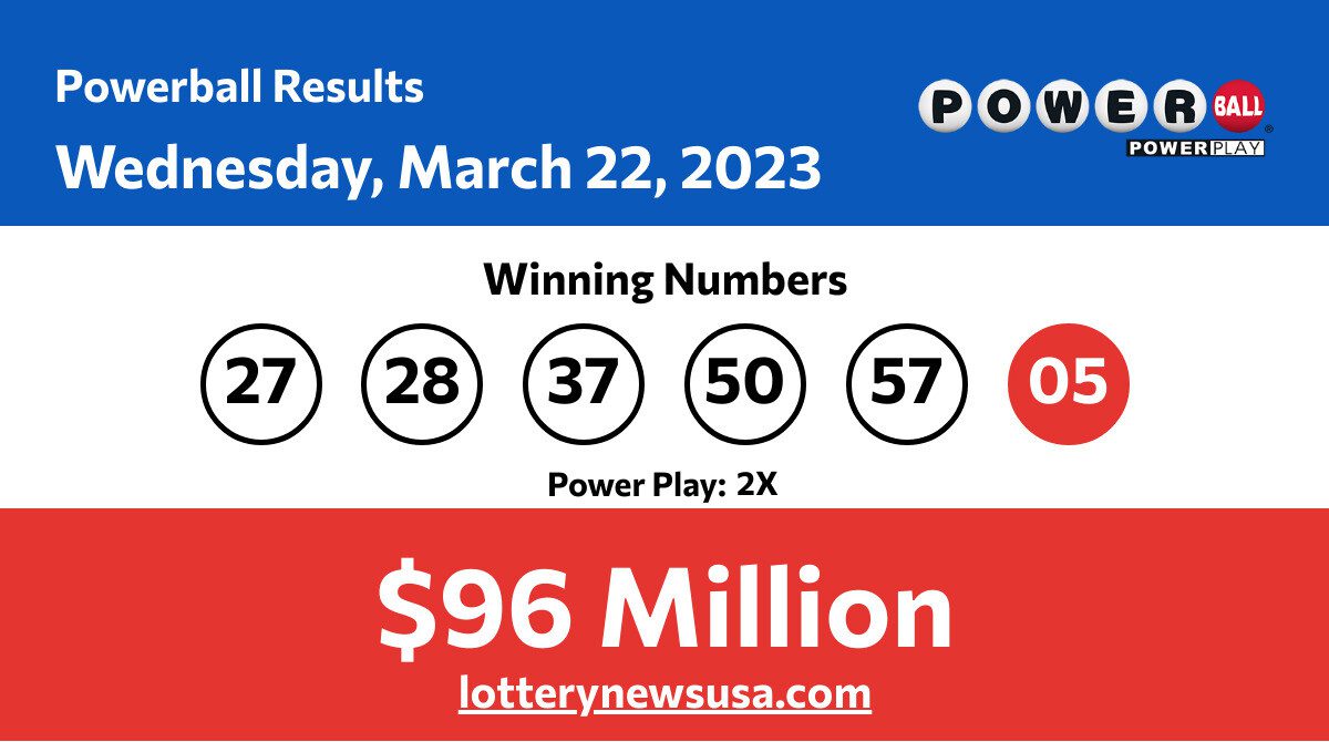 Powerball winning numbers for Wednesday, March 22, 2023; jackpot worth