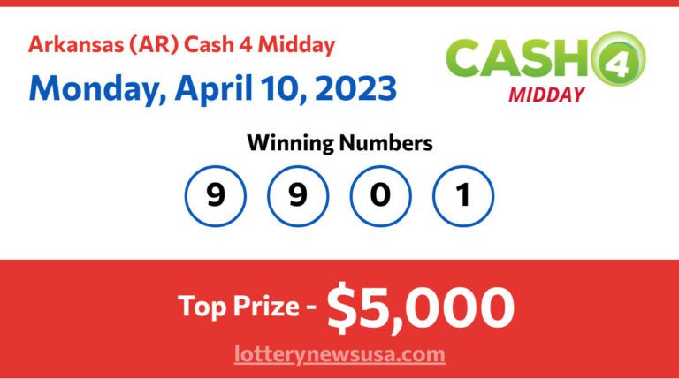 Cash 4 Midday winning number for Monday, April 10, 2023