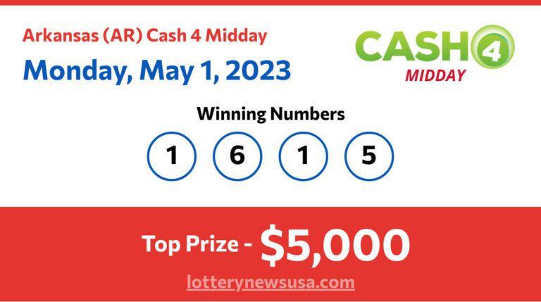 Cash 4 Midday winning number for Monday, May 01, 2023