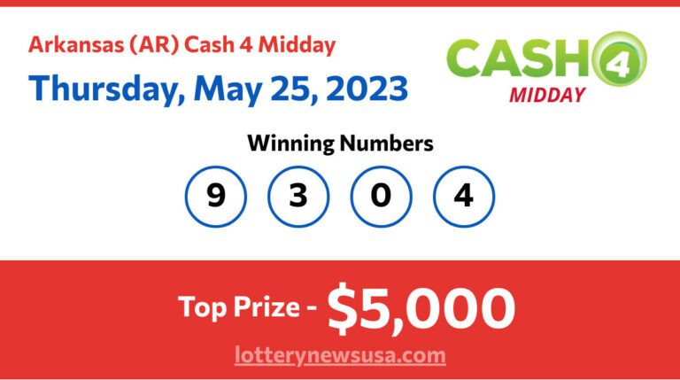 Cash 4 Midday winning number for Thursday, May 25, 2023