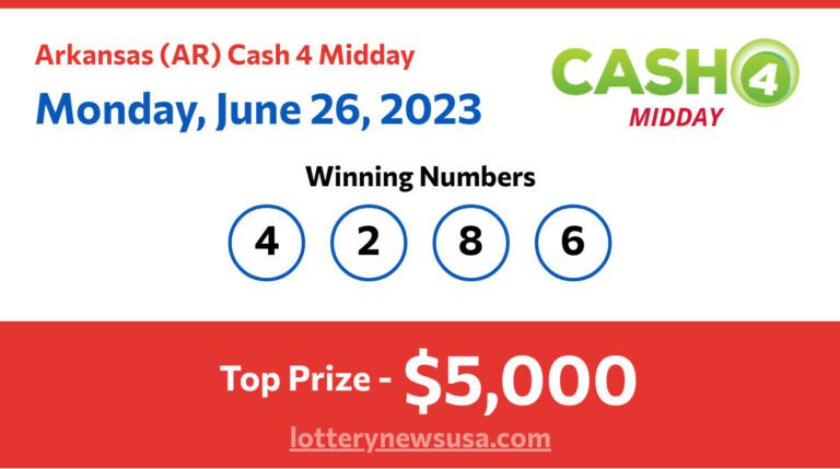 Cash 4 Midday winning number for Monday, June 26, 2023