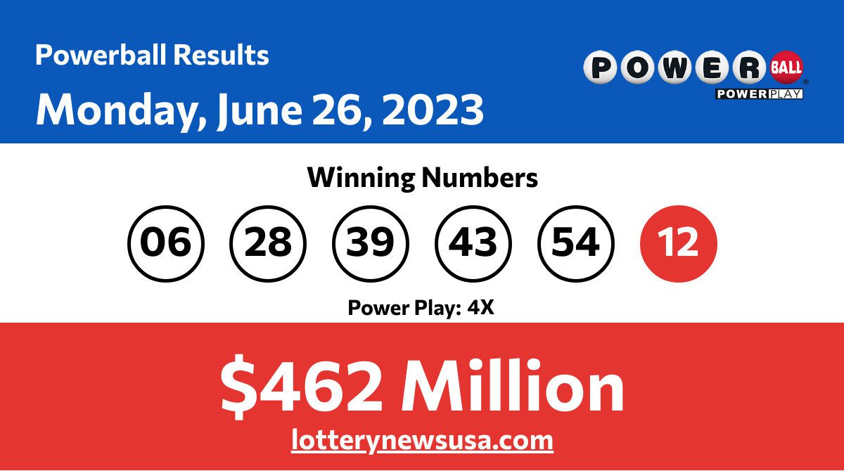 Powerball winning numbers for Monday, June 26, 2023; jackpot worth 462