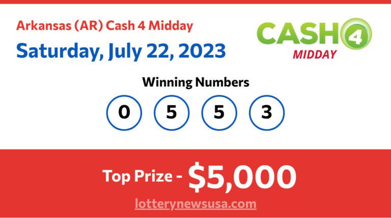 Cash 4 Midday winning number for Saturday, July 22, 2023