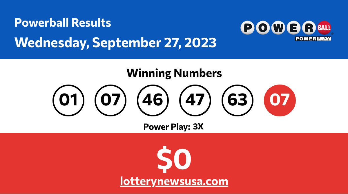 Powerball winning numbers for Wednesday, September 27, 2023; jackpot