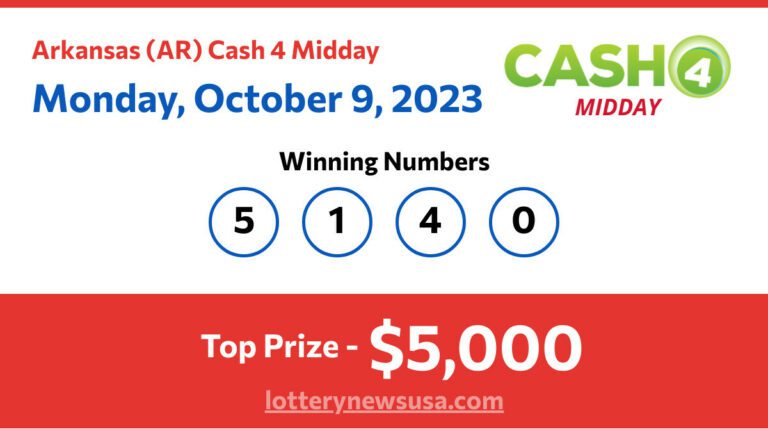 Cash 4 Midday winning number for Monday, October 09, 2023