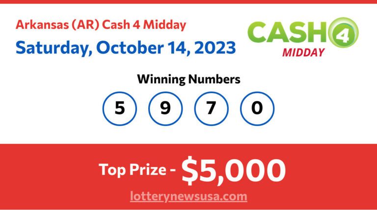 Cash 4 Midday winning number for Saturday, October 14, 2023