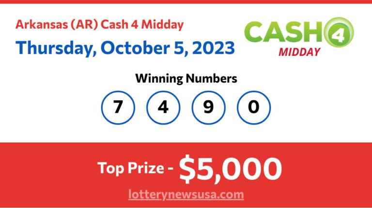 Cash 4 Midday winning number for Thursday, October 05, 2023