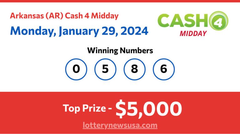 Cash 4 Midday winning number for Monday, January 29, 2024