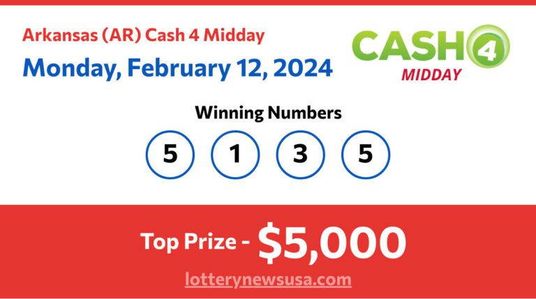 Cash 4 Midday winning number for Monday, February 12, 2024