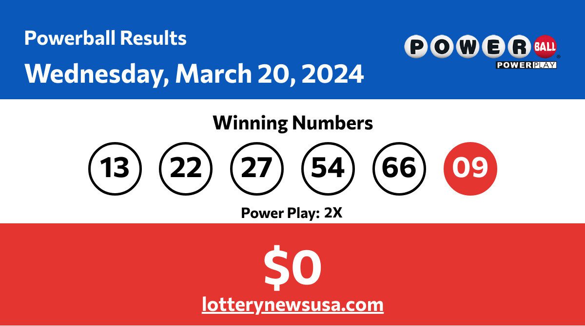 Powerball winning numbers for Wednesday, March 20, 2024; jackpot worth